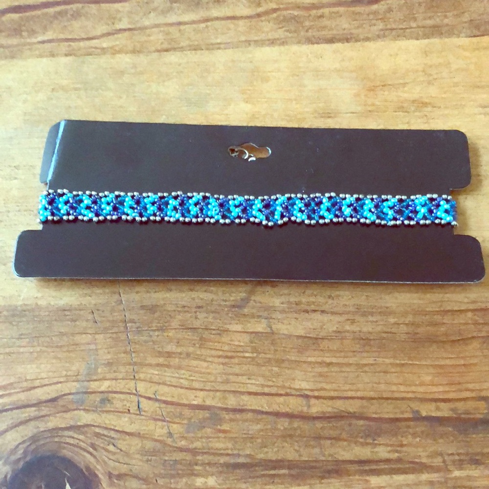 Blue beaded choker necklace NEW